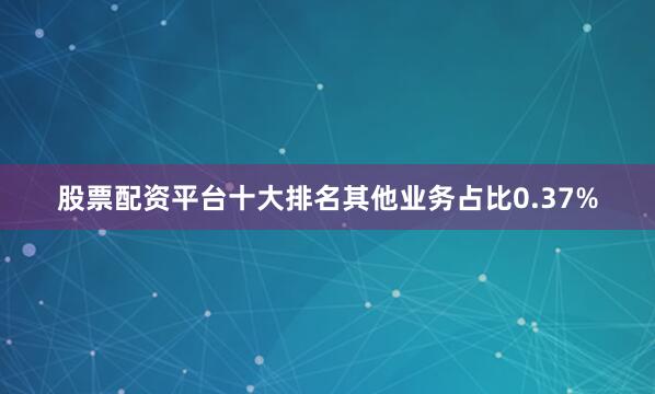 股票配资平台十大排名其他业务占比0.37%